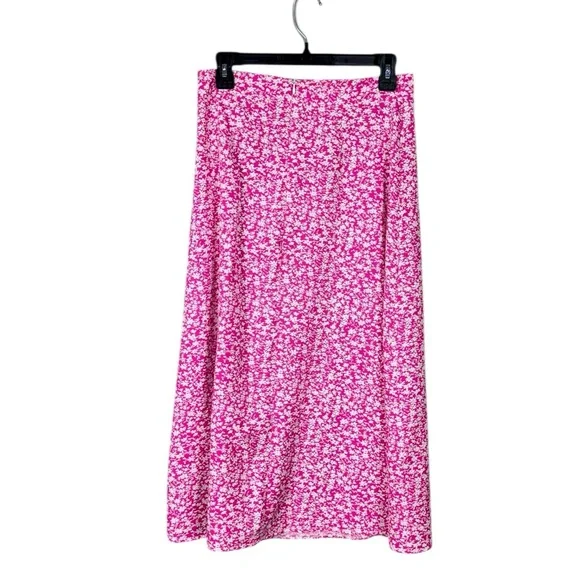 Womens Floral Maxi Skirt Size Medium Fairy Cottage Coquette Beachy Pink Coastal - Picture 4 of 6